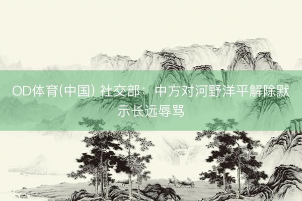 OD体育(中国) 社交部：中方对河野洋平解除默示长远辱骂