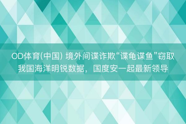 OD体育(中国) 境外间谍诈欺“谍龟谍鱼”窃取我国海洋明锐数据，国度安一起最新领导