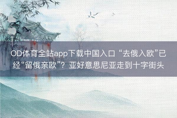OD体育全站app下载中国入口 “去俄入欧”已经“留俄亲欧”？亚好意思尼亚走到十字街头