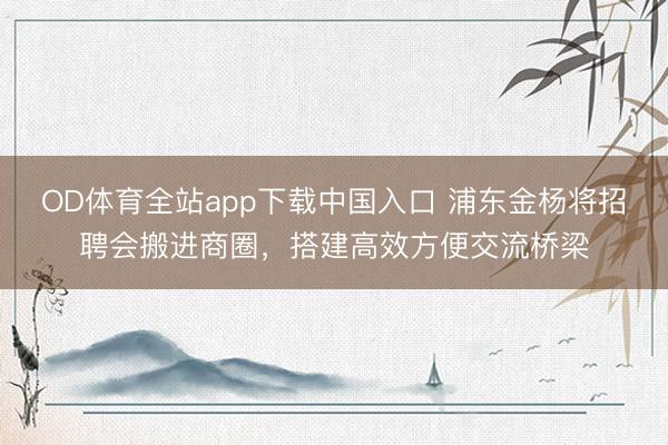 OD体育全站app下载中国入口 浦东金杨将招聘会搬进商圈，搭建高效方便交流桥梁