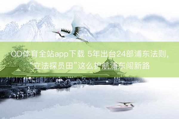 OD体育全站app下载 5年出台24部浦东法则,“立法探员田”这么护航浦东闯新路