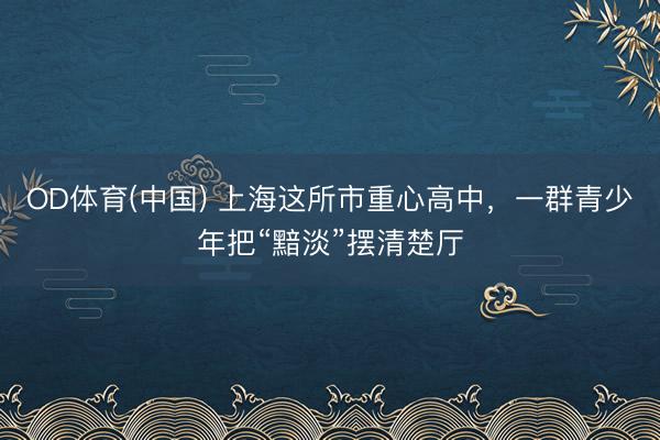 OD体育(中国) 上海这所市重心高中，一群青少年把“黯淡”摆清楚厅