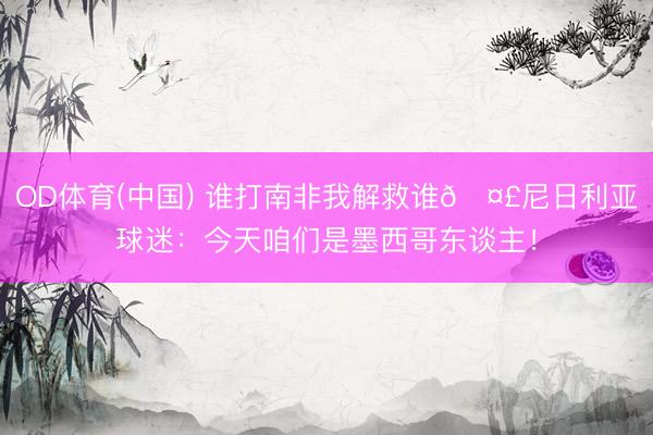 OD体育(中国) 谁打南非我解救谁🤣尼日利亚球迷：今天咱们是墨西哥东谈主！