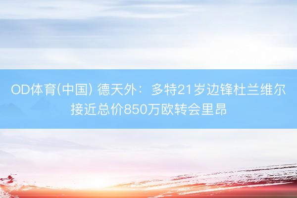 OD体育(中国) 德天外：多特21岁边锋杜兰维尔接近总价850万欧转会里昂