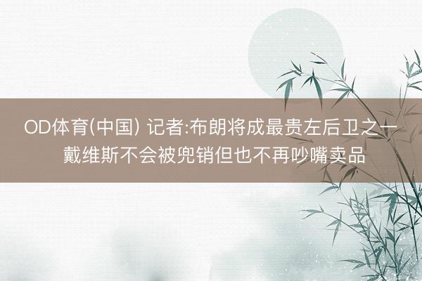 OD体育(中国) 记者:布朗将成最贵左后卫之一 戴维斯不会被兜销但也不再吵嘴卖品