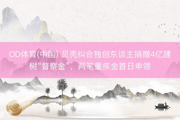 OD体育(中国) 贝壳纠合独创东谈主捐赠4亿建树“督察金”，两笔重疾金首日申领