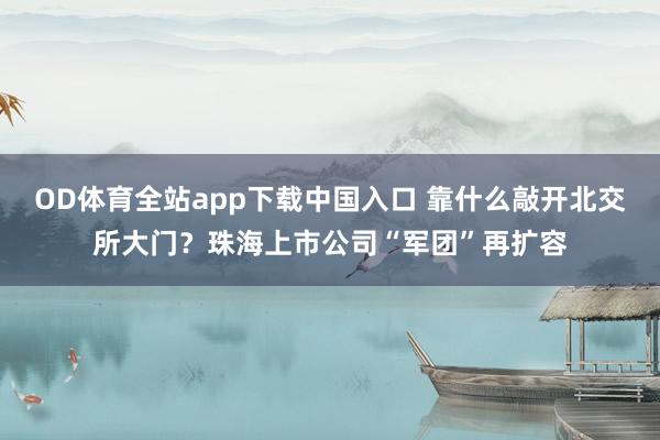 OD体育全站app下载中国入口 靠什么敲开北交所大门？珠海上市公司“军团”再扩容