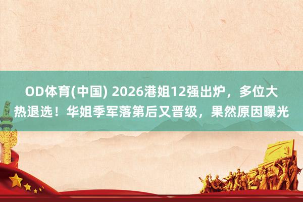 OD体育(中国) 2026港姐12强出炉,多位大热退选!华姐季军落第后又晋级,果然原因曝光